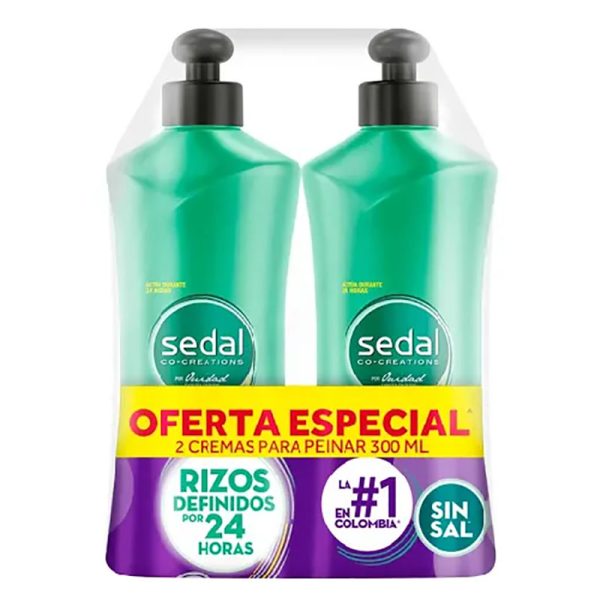 2 Crema Para Peinar Sedal Rizos Definidos 300 Ml